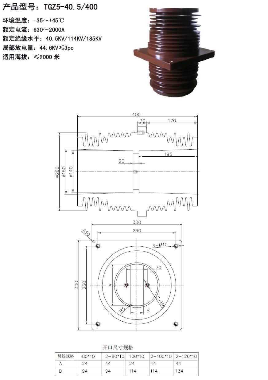 母线套管TGZ5-40.5/400  35KV系列产品