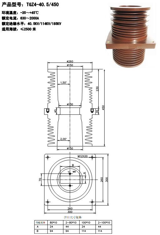 母线套管TGZ4-40.5/450  35KV系列产品
