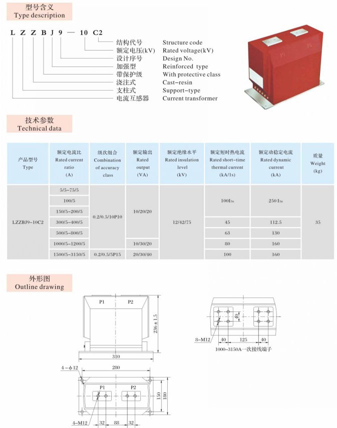 LZZBJ9-10 C2  支柱式、穿墙式