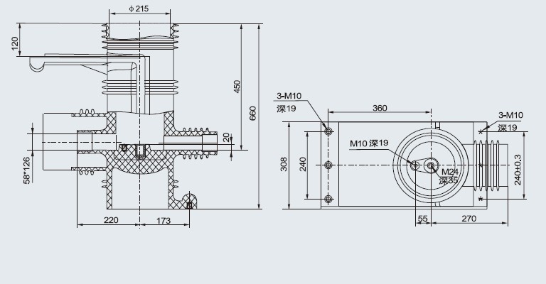 ABB触头盒 CH3-35Q/660/3T(三通改进型) KYN61-40.5KV开关柜系列
