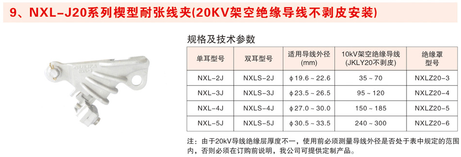 NXL-J20系列楔型耐张线夹(20KV架空绝缘导线不剥皮安装)