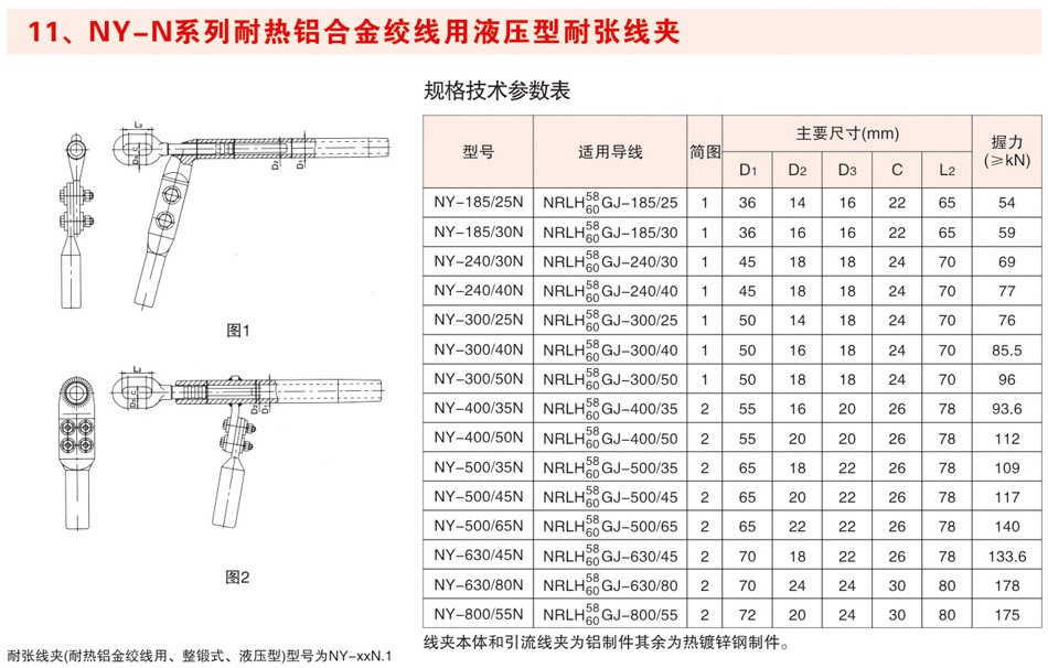 NY-N系列耐热铝合金绞线用液压型耐张线夹