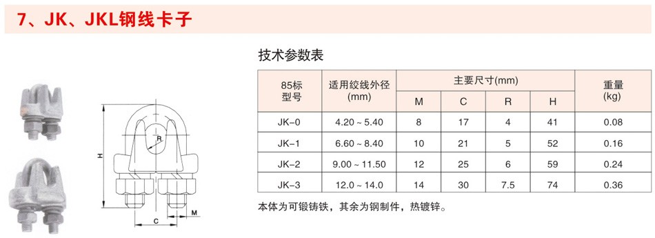 JK、JKL钢线卡子