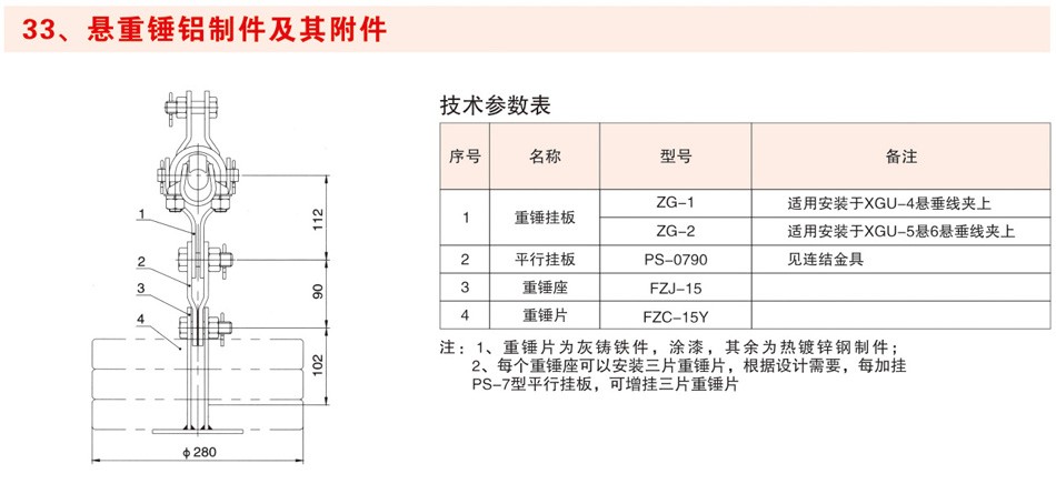 悬垂锤铝制件及其附件