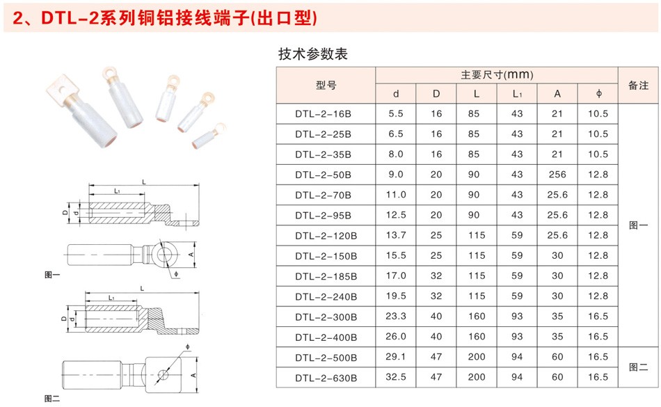 DTL-2系列铜铝接线端子（出口型）
