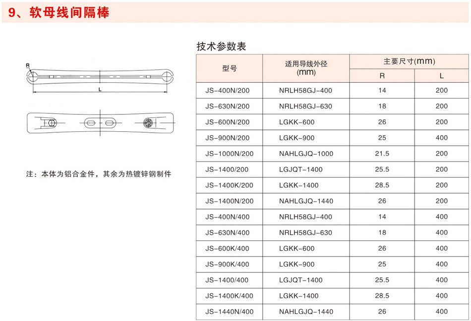 软母线间隔棒