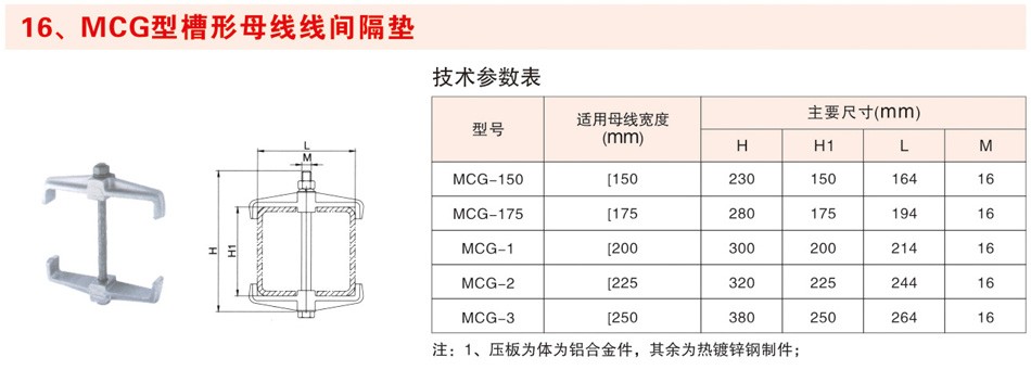 MCG型槽形母线线间隔垫