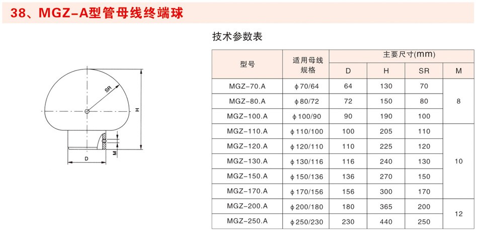 MGZ-A型管母线终端球