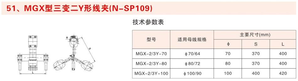 MGX型三变二Y形线夹（N-SP109)