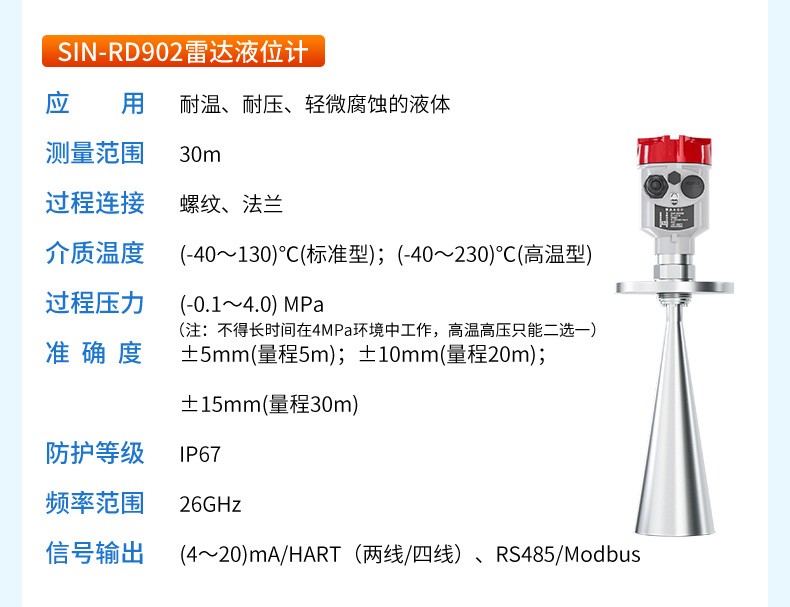SIN-RD903雷达料位计_适用于固体料 结露