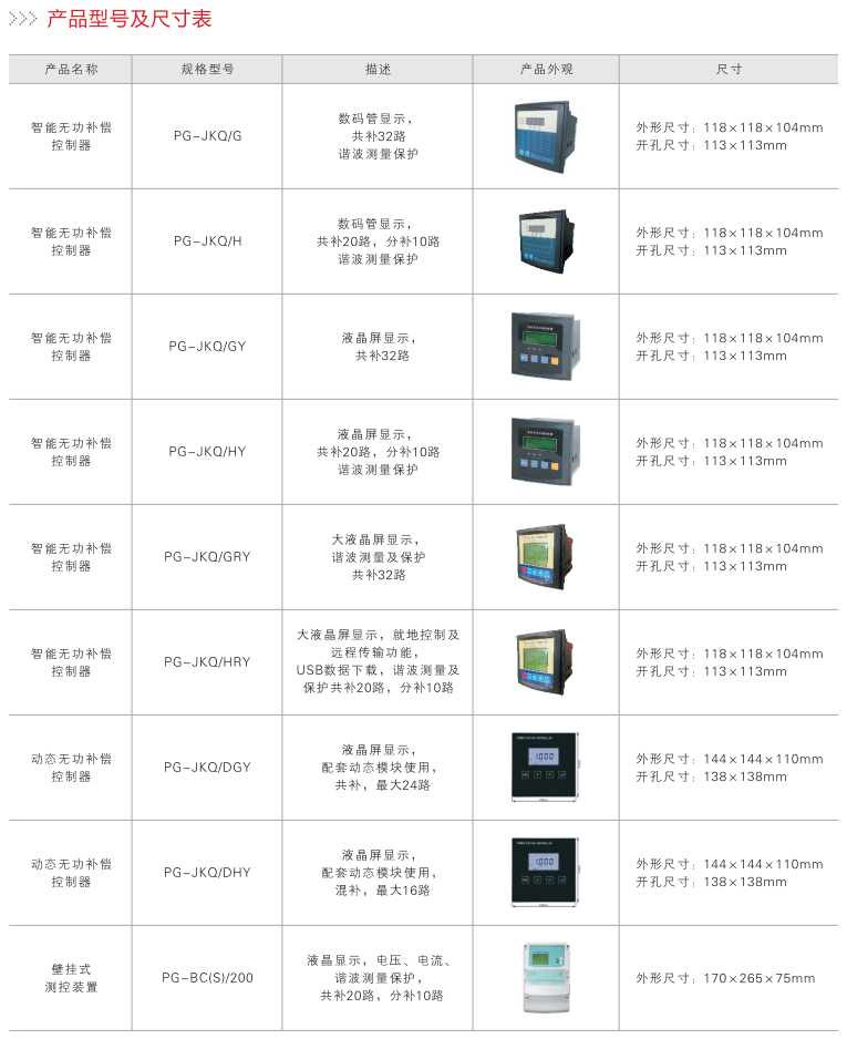 PG-JKQ系列智能无功补偿控制器