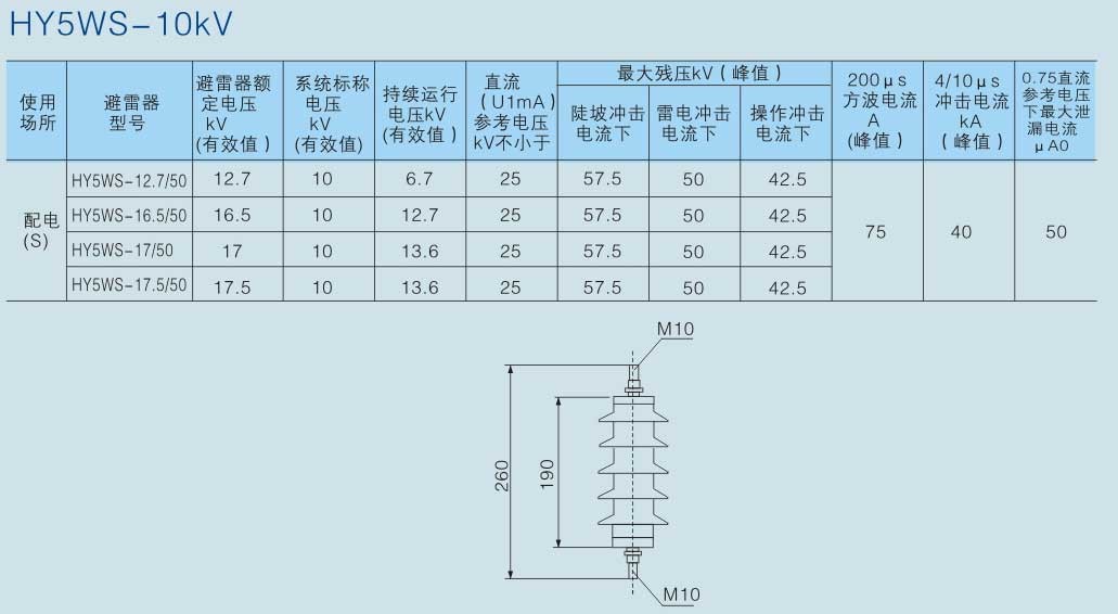 HY5WS-10KV避雷器