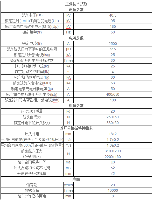 40.5KV固封极柱用真空灭弧室 TD545A