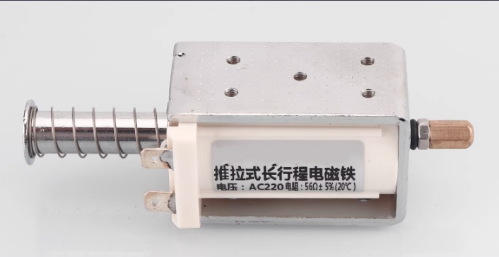 长行程推拉式电磁铁交直流12V24V220V贯穿推杆伸缩强力开关自复位