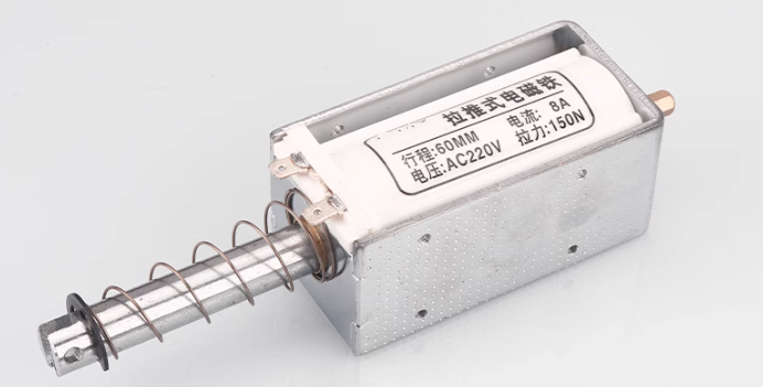 长行程推拉式电磁铁交直流12V24V220V贯穿推杆伸缩强力开关自复位