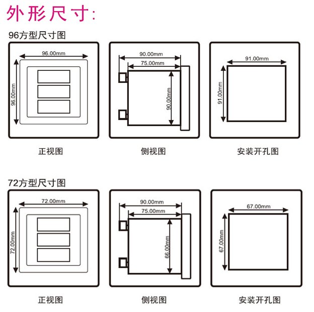 XF194I-AX4三相数显电流表