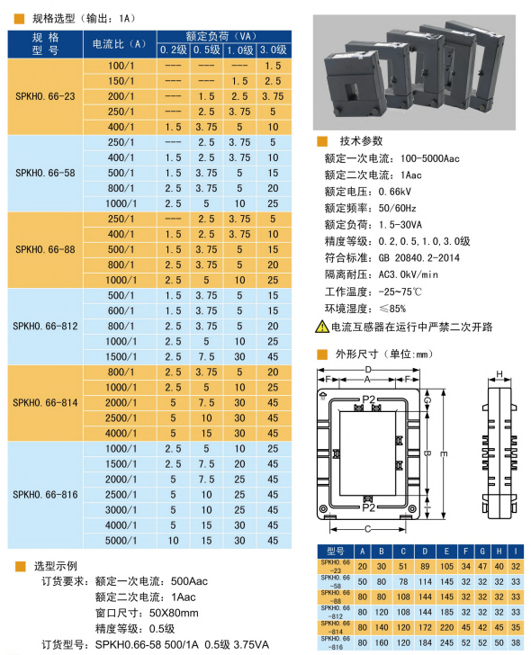 SPKH开口式电流互感器