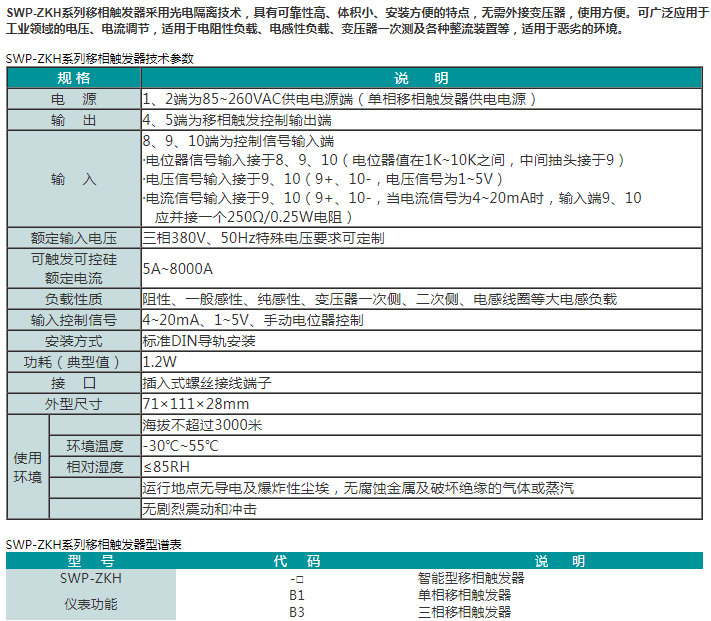 SWP-ZKH系列移相触发器