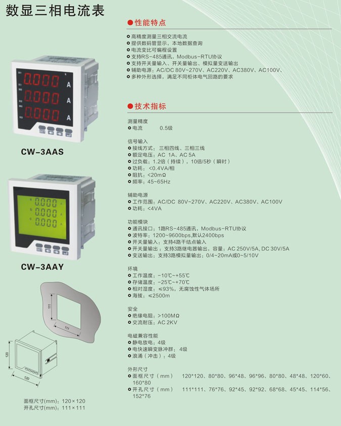 数显三相电流表