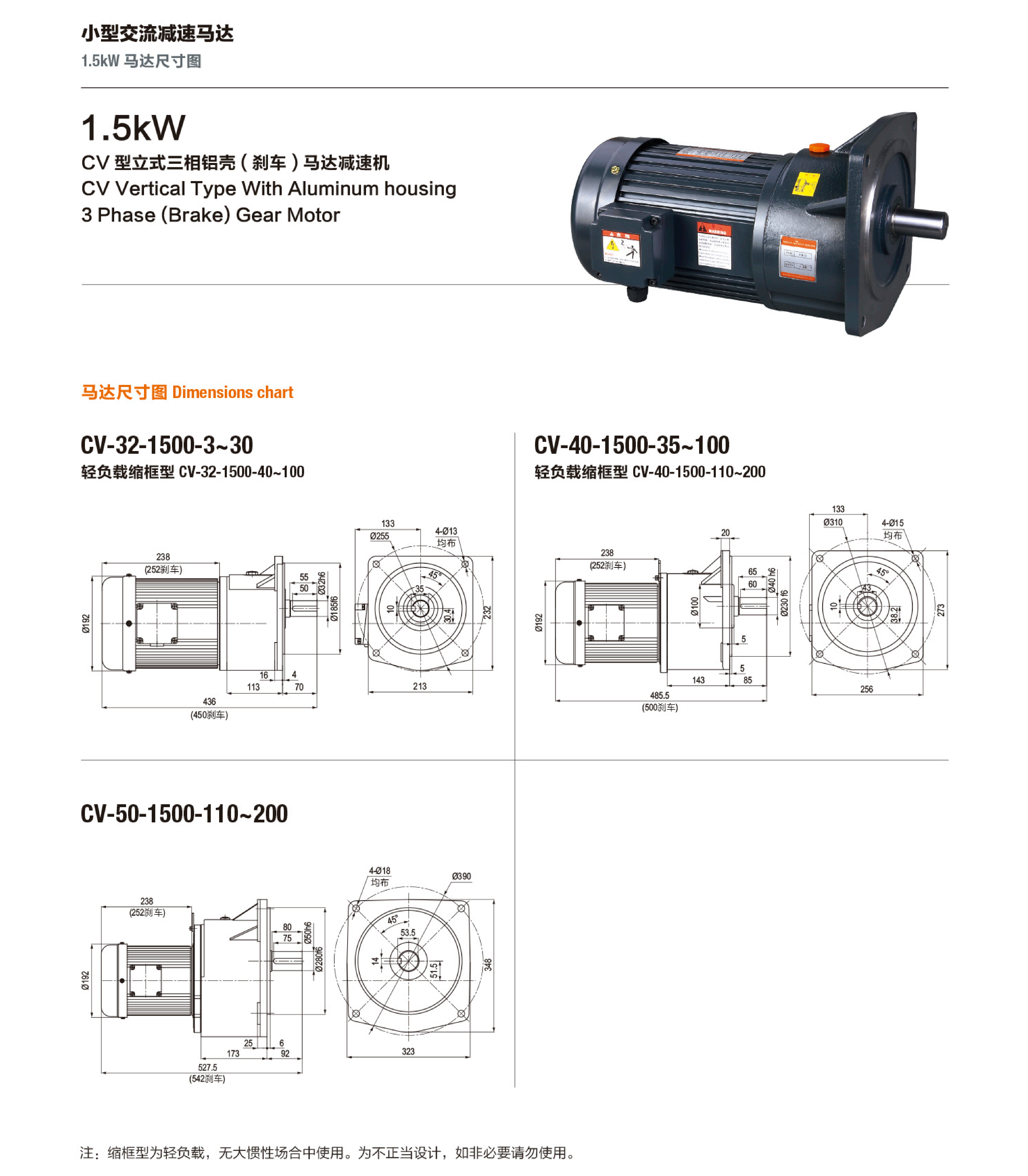 CV1.5KW小型交流减速马达