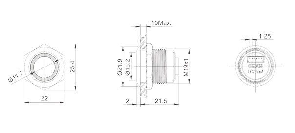 HBDGQ19F-10WE/P/△△△/▲/◎型19mm金属轻触开关