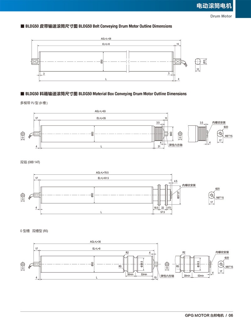 BLDG50电动滚筒电机
