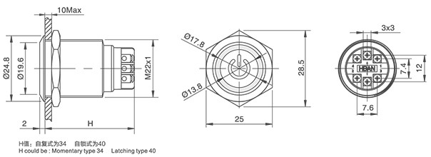 HBDS1GQ22F-11ET■/L/△/▲/◎金属开关按钮