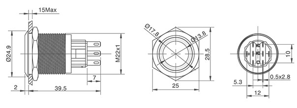 HBDS1-AGQ22F-□E■/△/▲/◎金属开关按钮