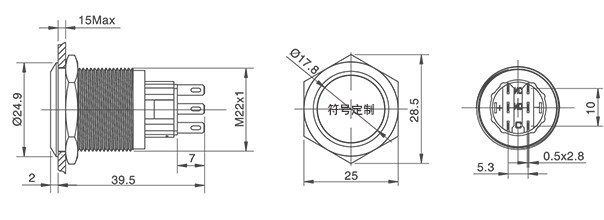 HBDS1-AGQ22F-11DT■/△/▲/◎金属开关按钮