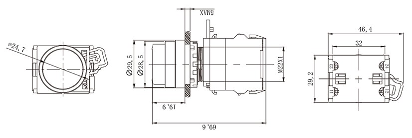 HBDS0-KA-11G-□■T/△/▲塑料开关按钮
