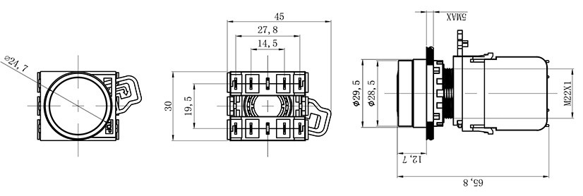 HBD-K10A-11D塑料开关按钮
