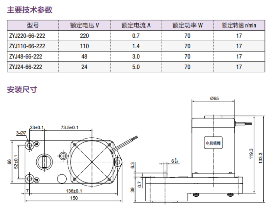 ZYJ220-66-222 永磁直流电动机