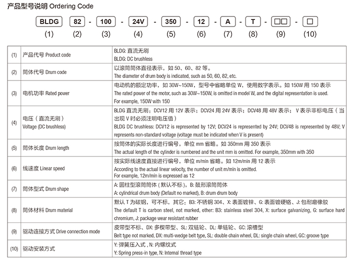直流无刷电动滚筒