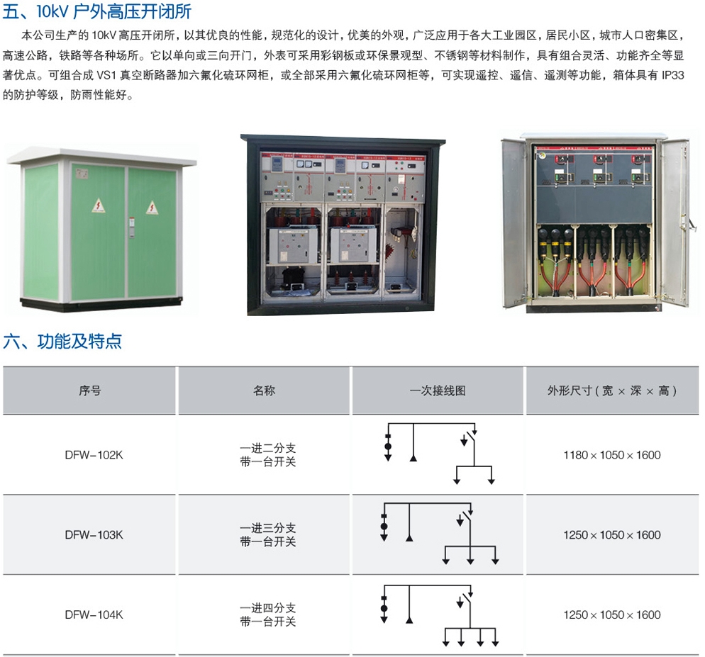 DFW户外高压环网柜（高压开闭所）