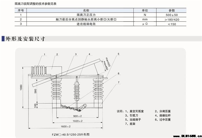 FZW-40.5 1250-25系列户外交流高压隔离真空负荷开关